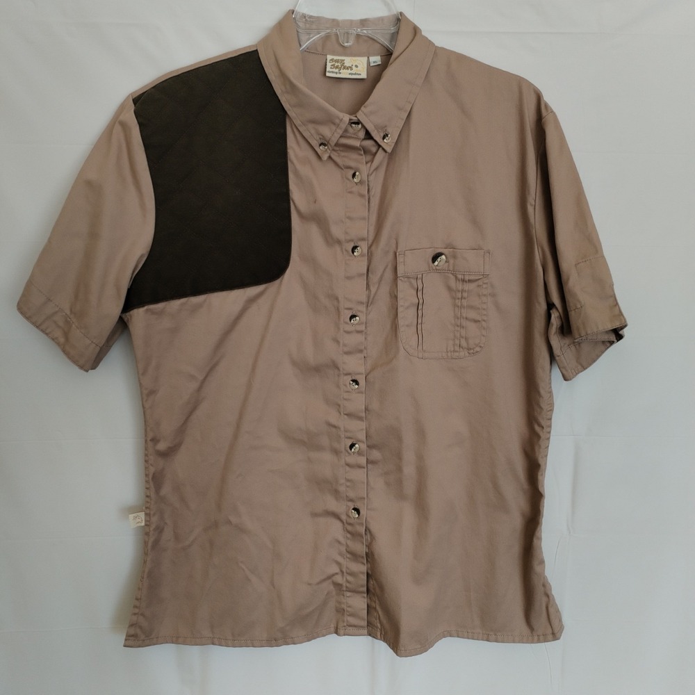 SHE Safari Outdoor Hunting Button Down Women XL Slimming Short Sleeve Expedition